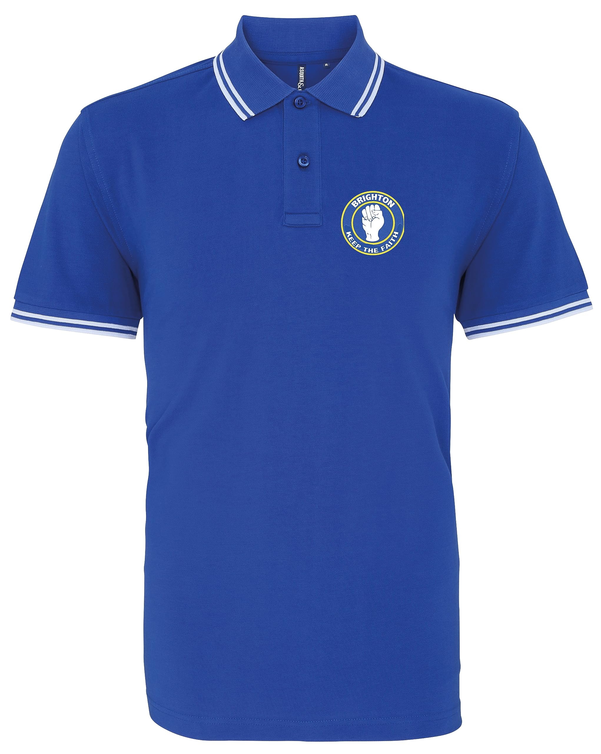 HiViz Kings Brighton Northern Soul Keep The Faith Premium Printed Polo Shirt (as8, Alpha, m, Regular, Regular, Blue & White)