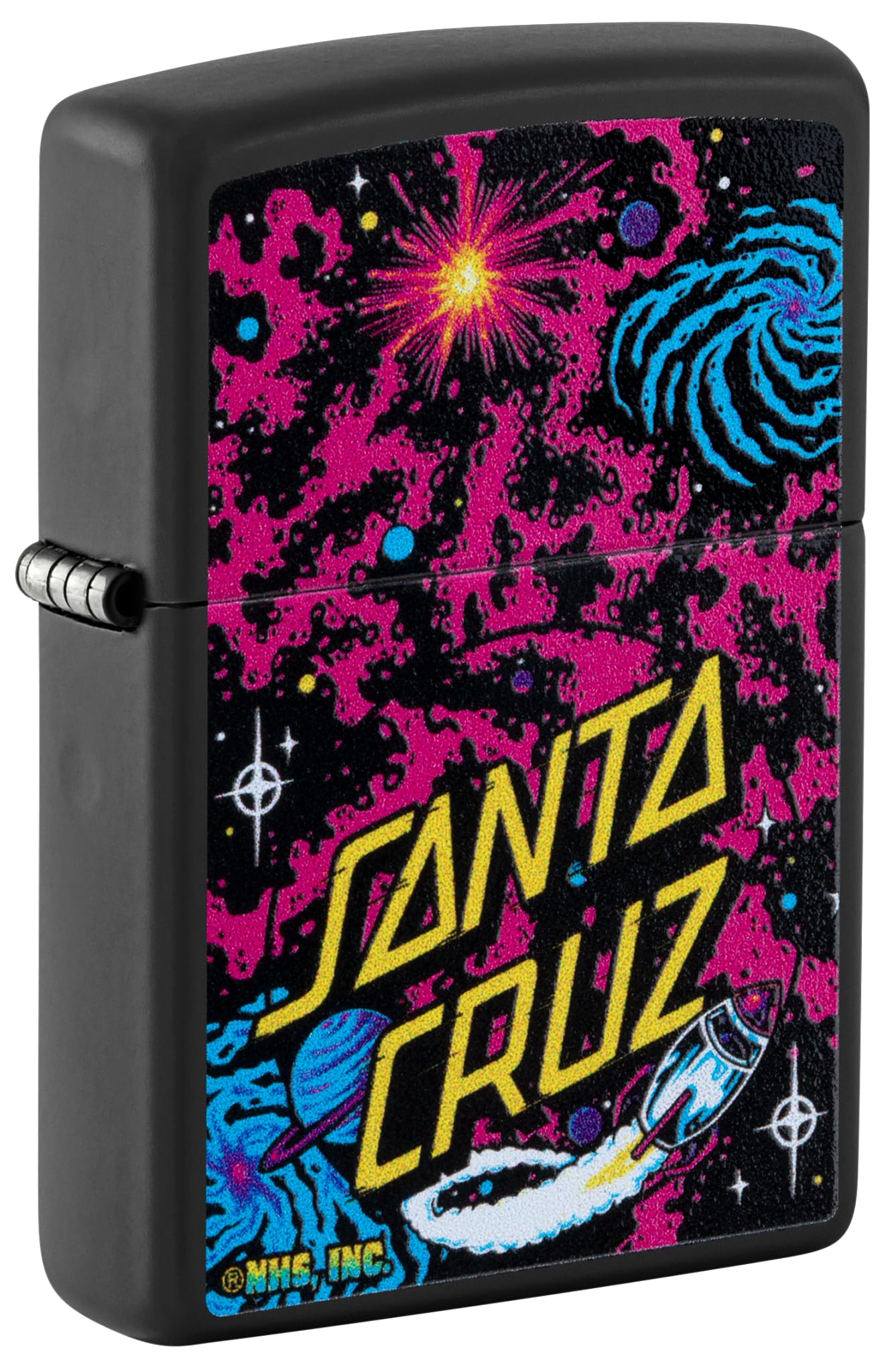 Zippo Windproof Lighter, Santa Cruz Design – Matt Black, Colour Image – Refillable, Reusable, Windproof Design – Comes in Gift Box – Made in USA