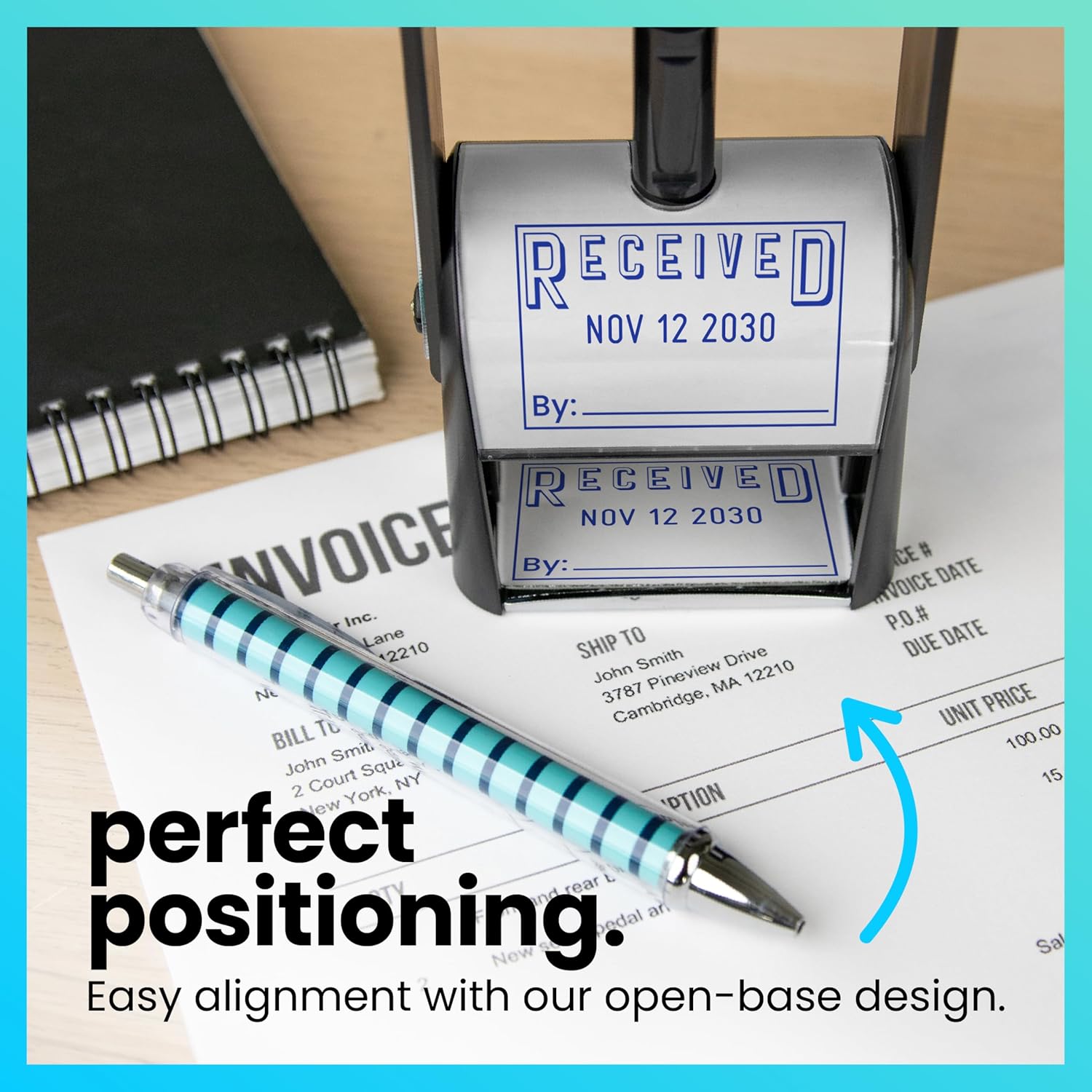 ExcelMark Heavy Duty Self-Inking Date Stamp (Blue, Received)
