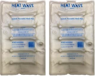 HEAT WAVE Clear 2-Pack Instant Reusable Heat Packs – Medical Grade, Large (8"x12") - Made in USA