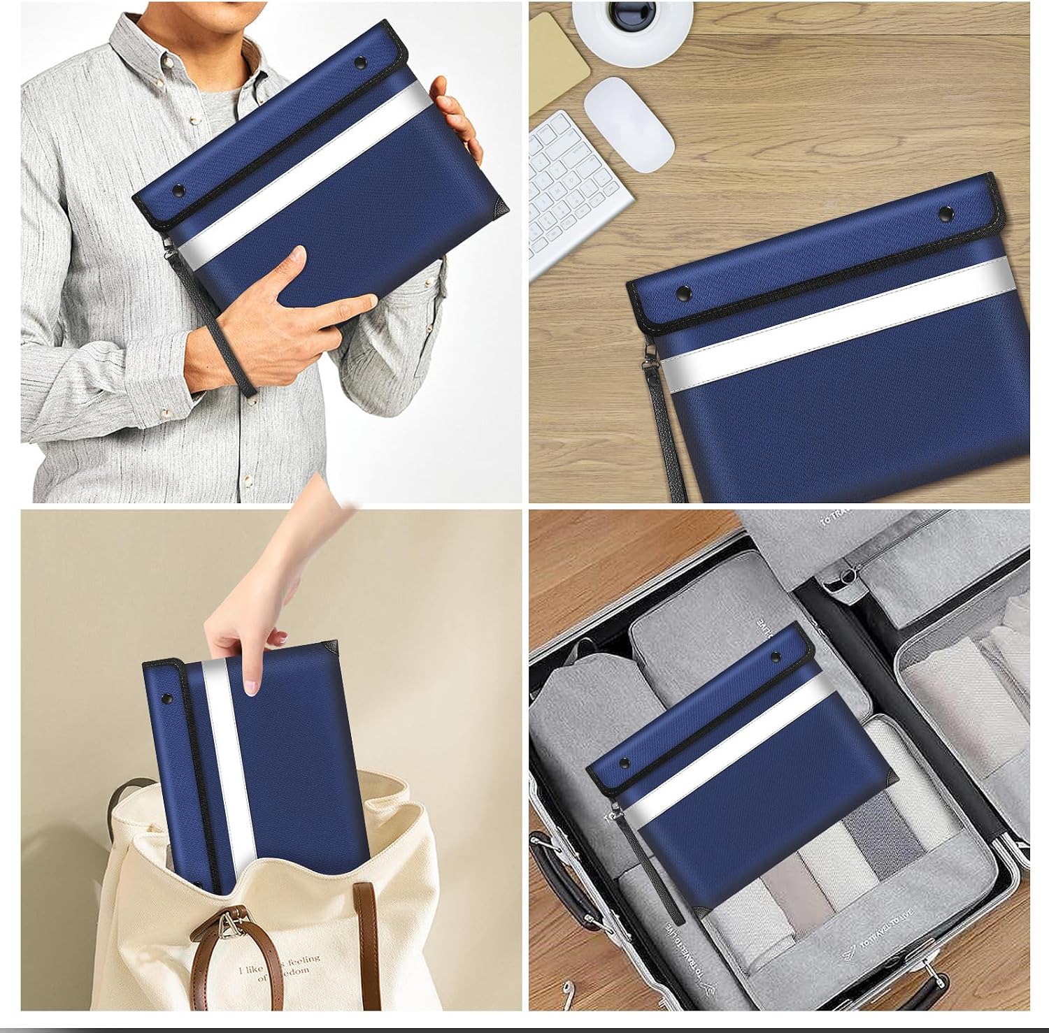 Fireproof Bag Dual Reflective Strips, Waterproof Zipper, 5200°F Heat image 2