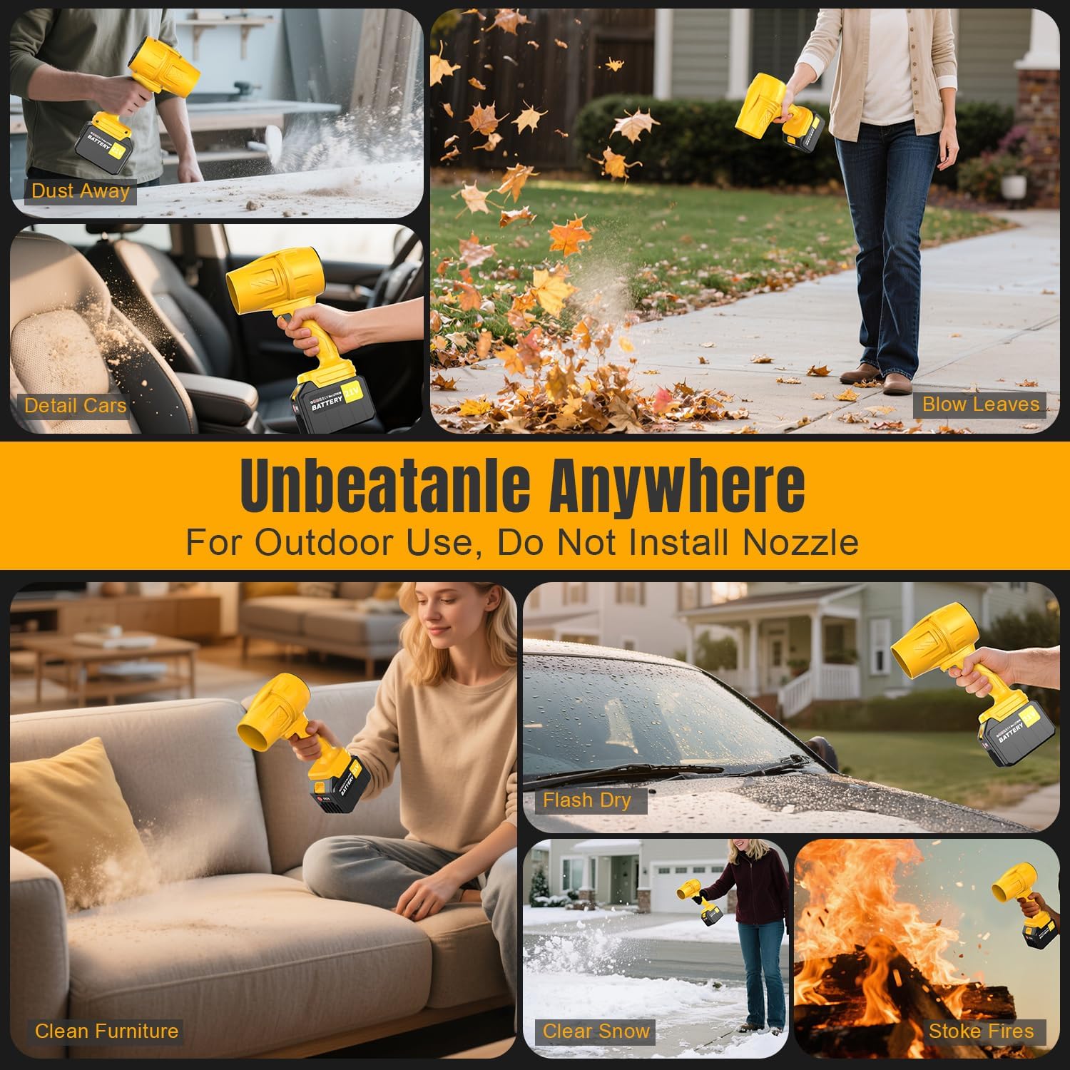 Cordless Leaf Blower Battery Powered, Handheld Leaf Blower 2 x 6.0Ah Batteries, Blower for Lawn Care with Adjustable Speed, Lightweight Leaf Blowers for Patio Car Cleaning, Leaves, Dust