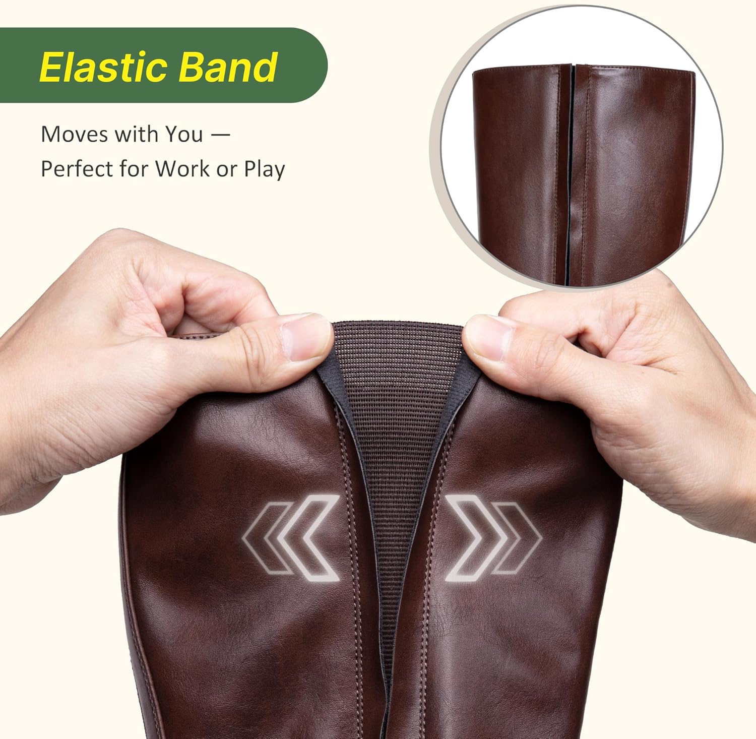 Jeossy Women's 9661 Knee High Tall Boots, Riding Chunky Low Heel Round Toe Faux Leather Boots with Inside Zipper and Side Hidden Elastic Band