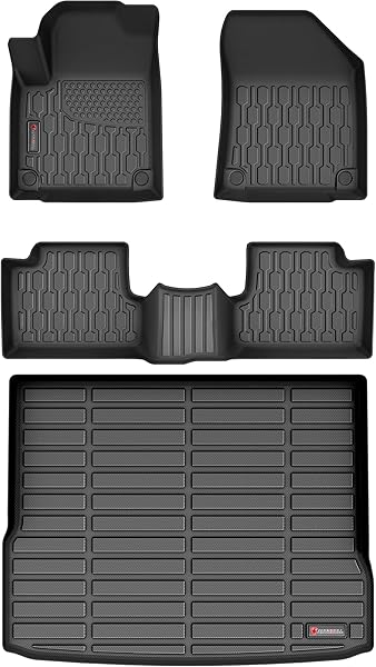 Floor Mats & Cargo Liner Compatible with 2019-2023 Jeep Cherokee (Not for Grand Cherokee) Cargo Mat, Full Set All Weather Protection 1st, 2nd Row Car Liners & Trunk Mat, Black