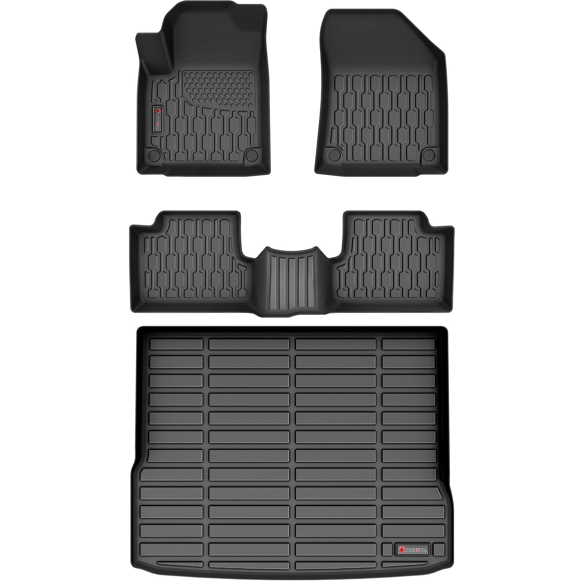 Floor Mats & Cargo Liner Compatible with 2019-2023 Jeep Cherokee (Not for Grand Cherokee) Cargo Mat, Full Set All Weather Protection 1st, 2nd Row Car Liners & Trunk Mat, Black