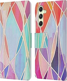 Head Case Designs Officially Licensed Micklyn Le Feuvre Purple and Peach Love Pastel Patterns Leather Book Wallet Case Cover Compatible with Samsung Galaxy A54 5G
