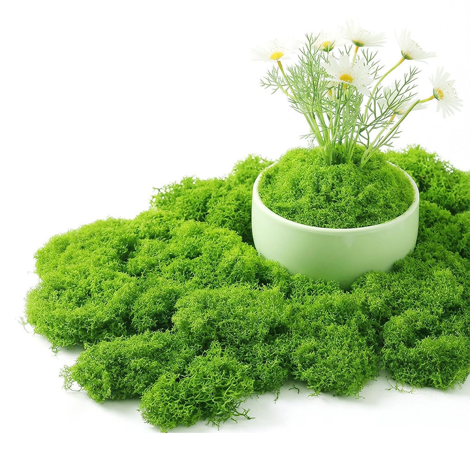 DIWAL Artificial Moss for Crafts, Fake Green Moss for Potted Plants, Faux Moss Decor for DIY Decorative, Walls,Table Centerpieces Decor Fairy Garden Model Making(Light green,50g)