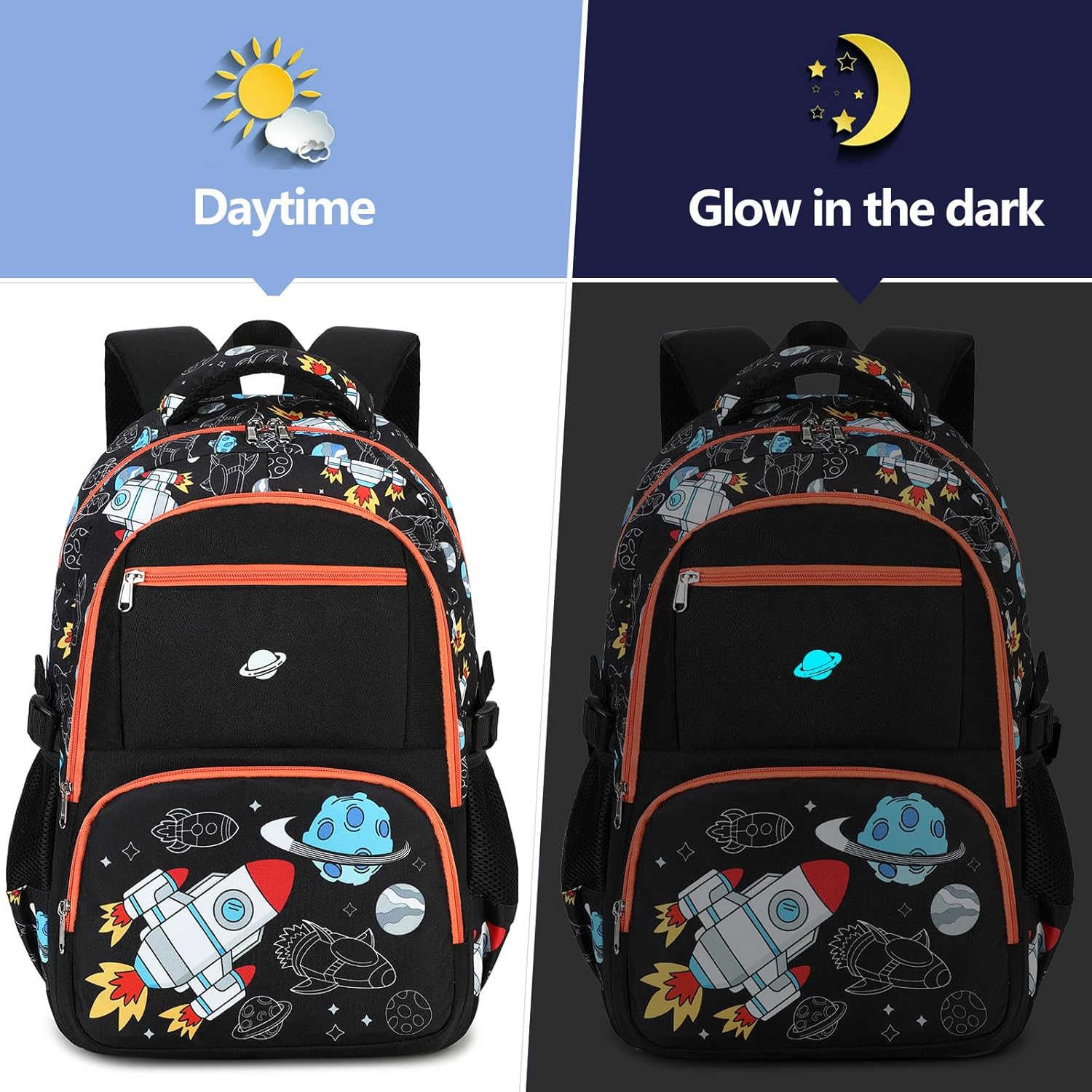 Bluboon Kids Backpack Boys Camo Bookbag Teens Elementary School Bag Daypack Travel Back Pack Middle school (Rocket Blue Planet) - Image 6