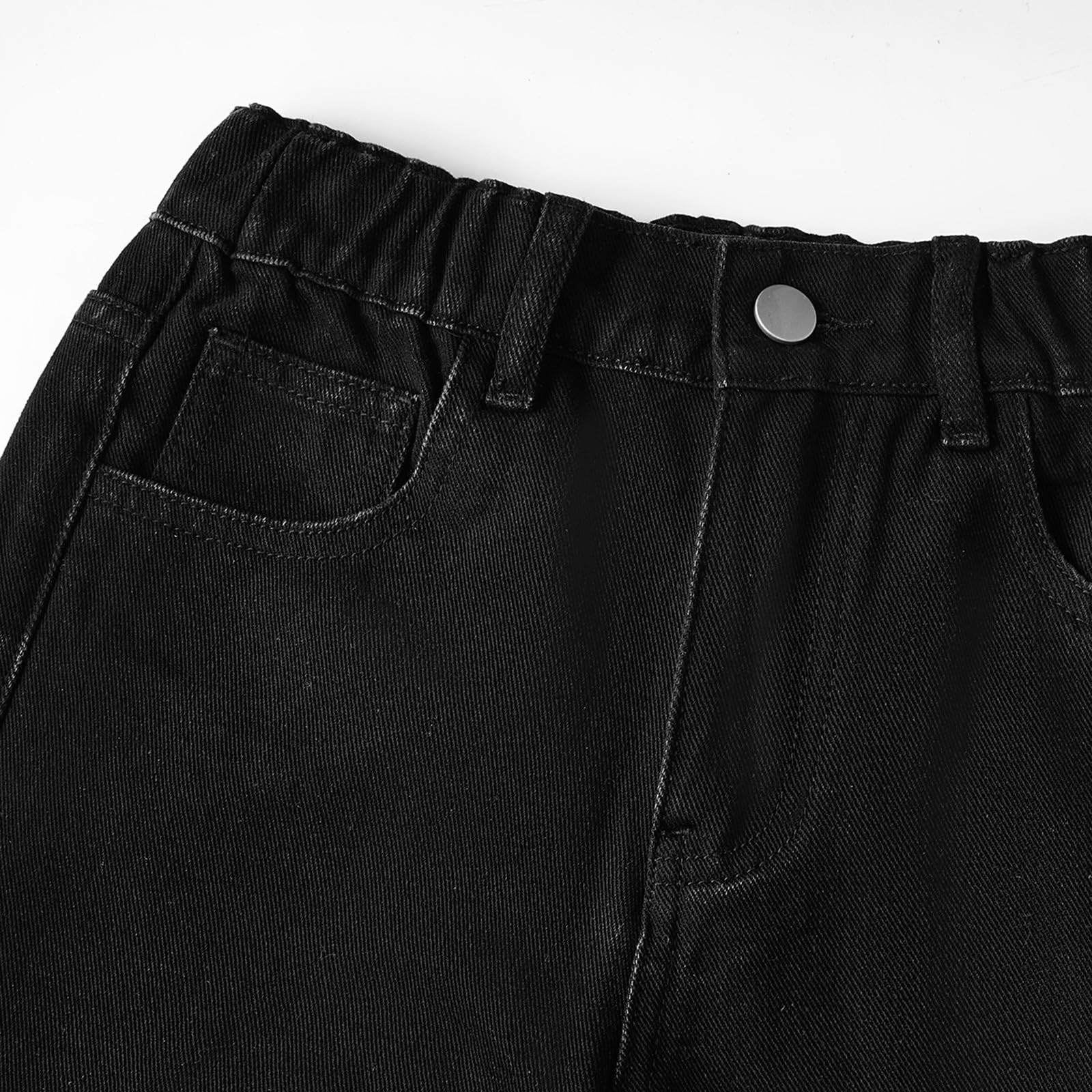 Jean baggy pour adolescentes et filles - Jambe large - Pantalon en jean mignon taille haute tendance vintage Y2K Hip Hop Streetwear taille élastique jambe droite