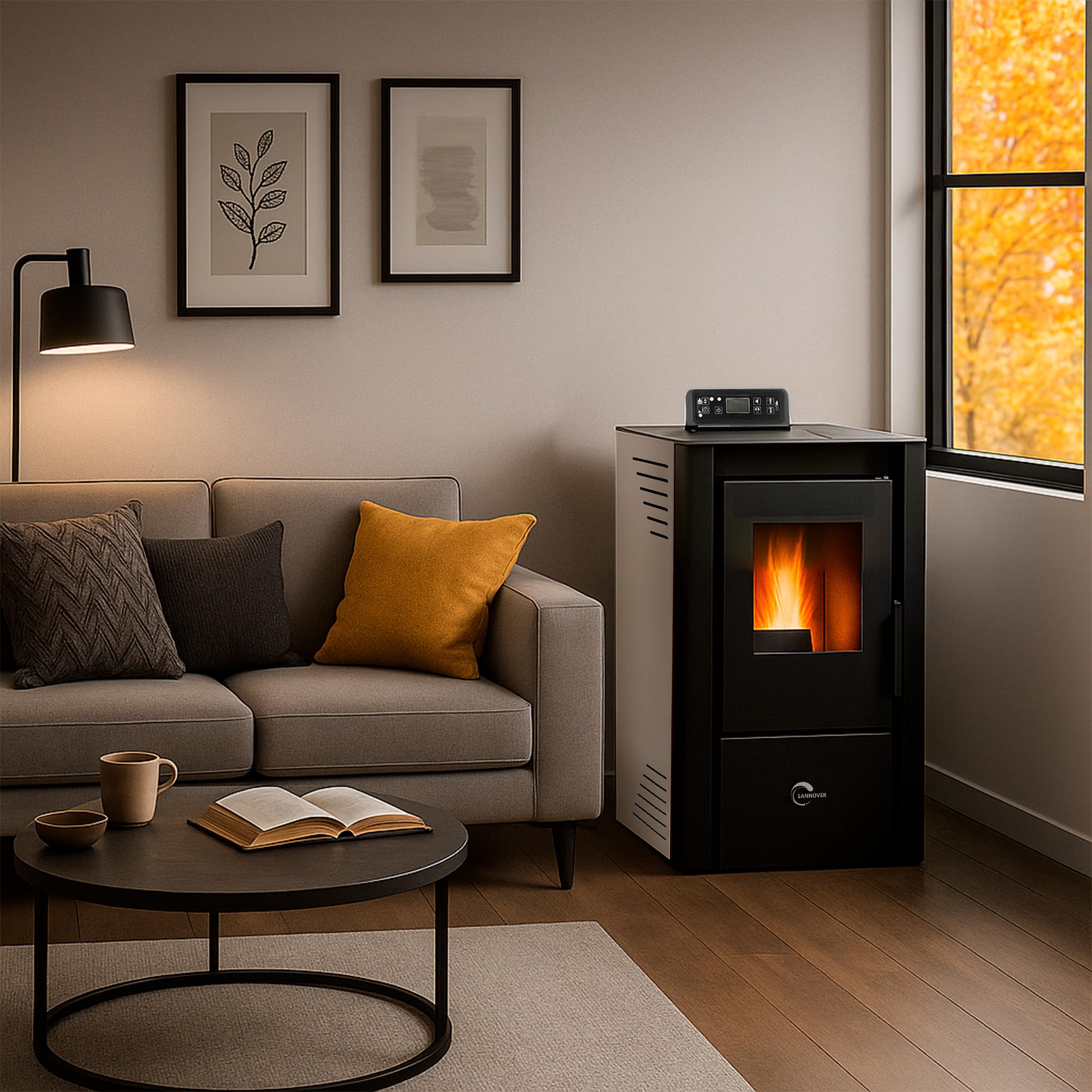 Anita 9,4 kW Stufa a pellet impermeabile bianco Sannover + Kit di installazione