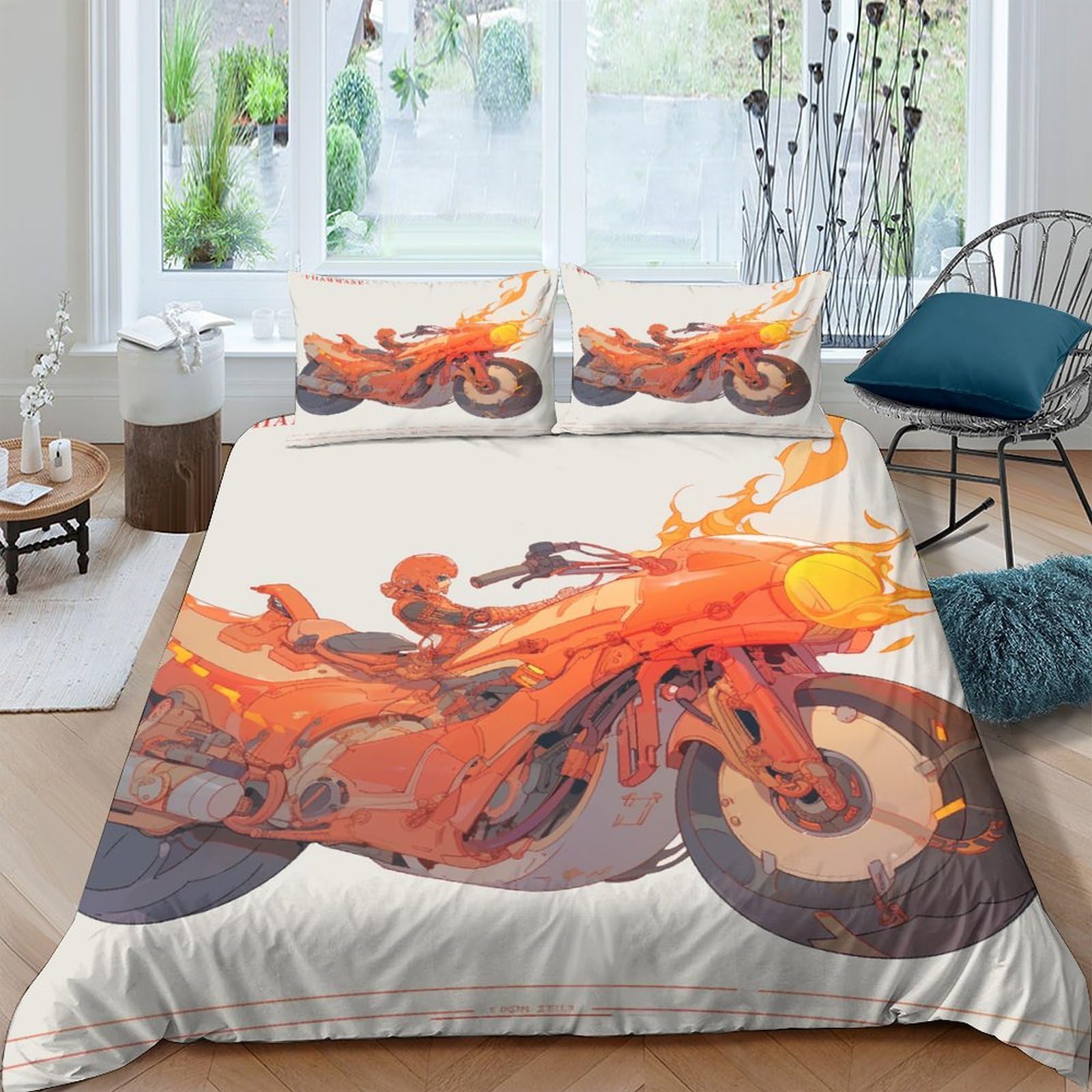 Housses de couettes microfibre moto de feu sans repassage