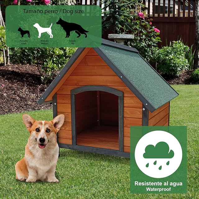 Foto 5 de 5 de GARDIUN KNH1220 - Caseta de Perro Miracle 88 x 78 x 81 cm a 2 Aguas - Perro Mediano