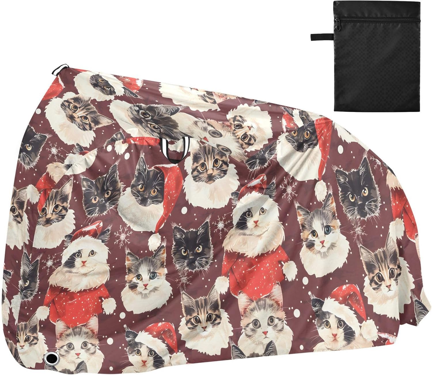 ALAZA Christmas Cat Kitten Bike Cover Waterproof Outdoor Ebike Bicycle Covers Tarp Protection for 1/2 Bikes, Sun UV Dust Wind Proof