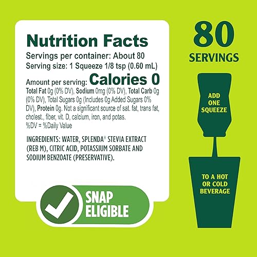 Miniatura 2 de Splenda- Stevia líquida endulzante en gotas con cero calorías e infusionada con cafeína