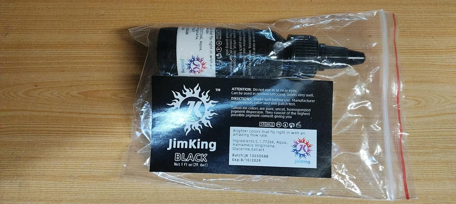 JimKing 30ml Tattoo Ink, Tattoo Color Supply, Black Pigment Natural Plant Tattoo Ink for Permanent Makeup Tattoos (Black)