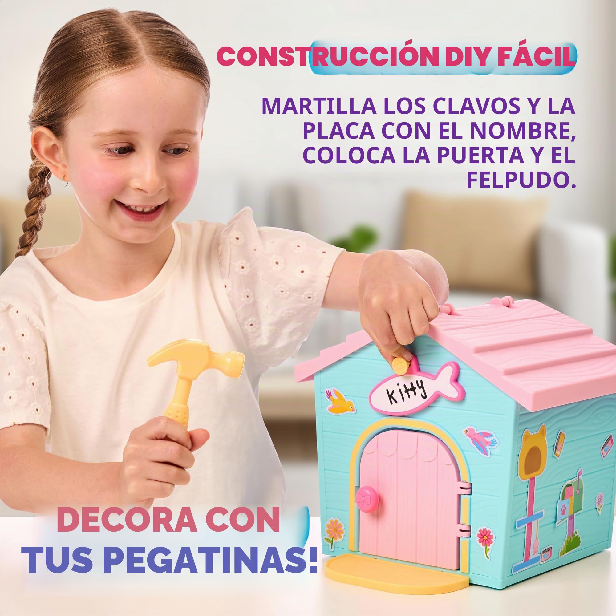 Little Live Pets My Kitty's Home - Mini juego de peluche de gatito misterioso, revela y decora el transportador de mascotas, juego repetido, juguetes de casa de gato para niños de 5 años en adelante