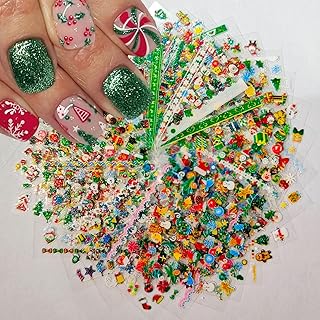 30 Sheets Christmas Nail Stickers 3D Self-Adhesive Snowflake Nail Decals Cute Snowman Elk Xmas Tree Gingerbread Man Designs Sticker Winter Nails Supplies for Women Nail Art Decoration Accessorie