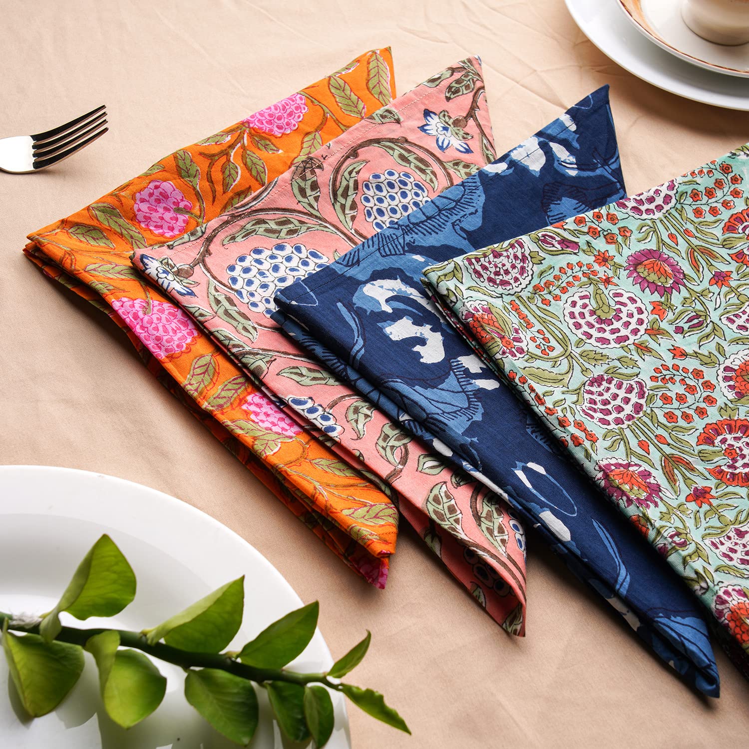 Socomi Linnen Servetten - Blauwe Set Van 6 (43 x 43 cm
