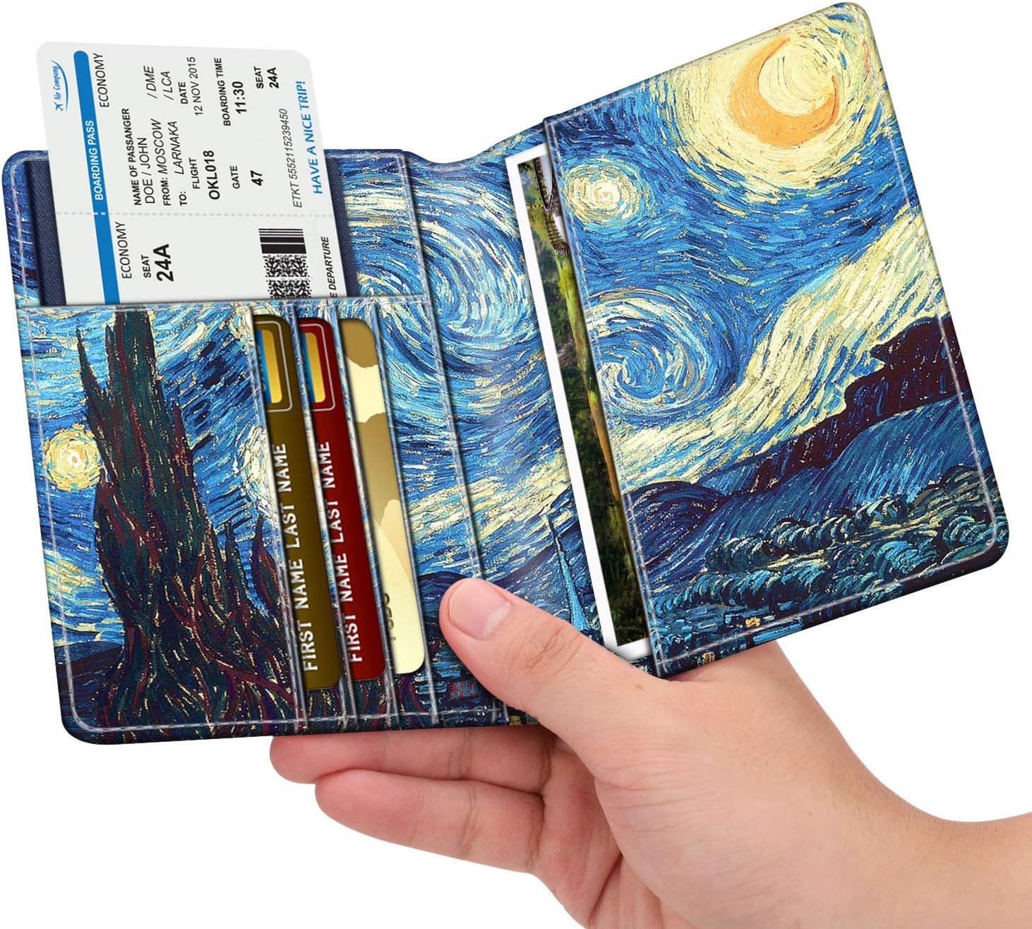 Passport Cover & 2Pcs Luggage Tag Set - Fintie Travel Passport Organizer Holder with 2 Pcs Bag Suitcase Name ID Labels, Starry Night : Clothing, Shoes & Jewelry