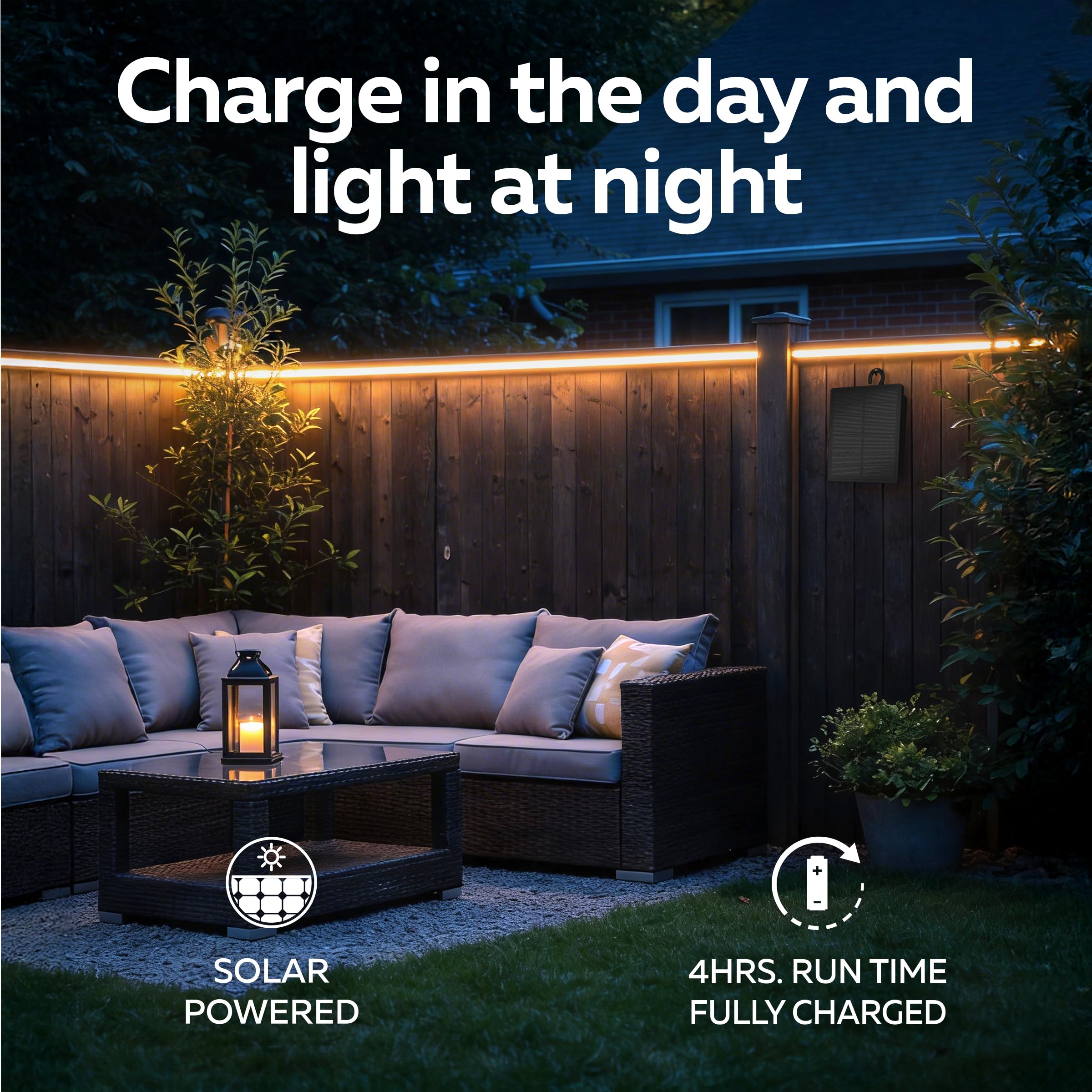 CALEX Vista Tira LED Solar, 3m, RGB y Blanco Cálido, USB-C, pack de 8 | Se recarga con energía solar o mediante USB-C, con un diseño impermeable para vallas y terrazas