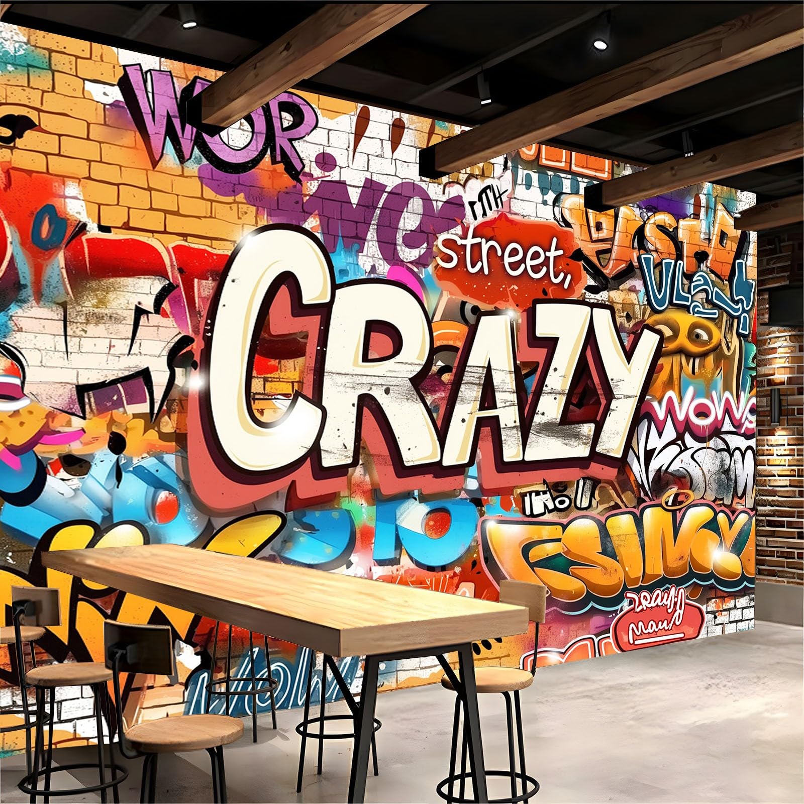 Carta da Parati Moderna Arte Dei Graffiti Stile Hip Hop Di Strada 250x175 cm Poster Gigante Carta da Parati, Tessuto Non Tessuto Fotomurale Carta da Parati, per Camera Letto, Soggiorno, Corridoio