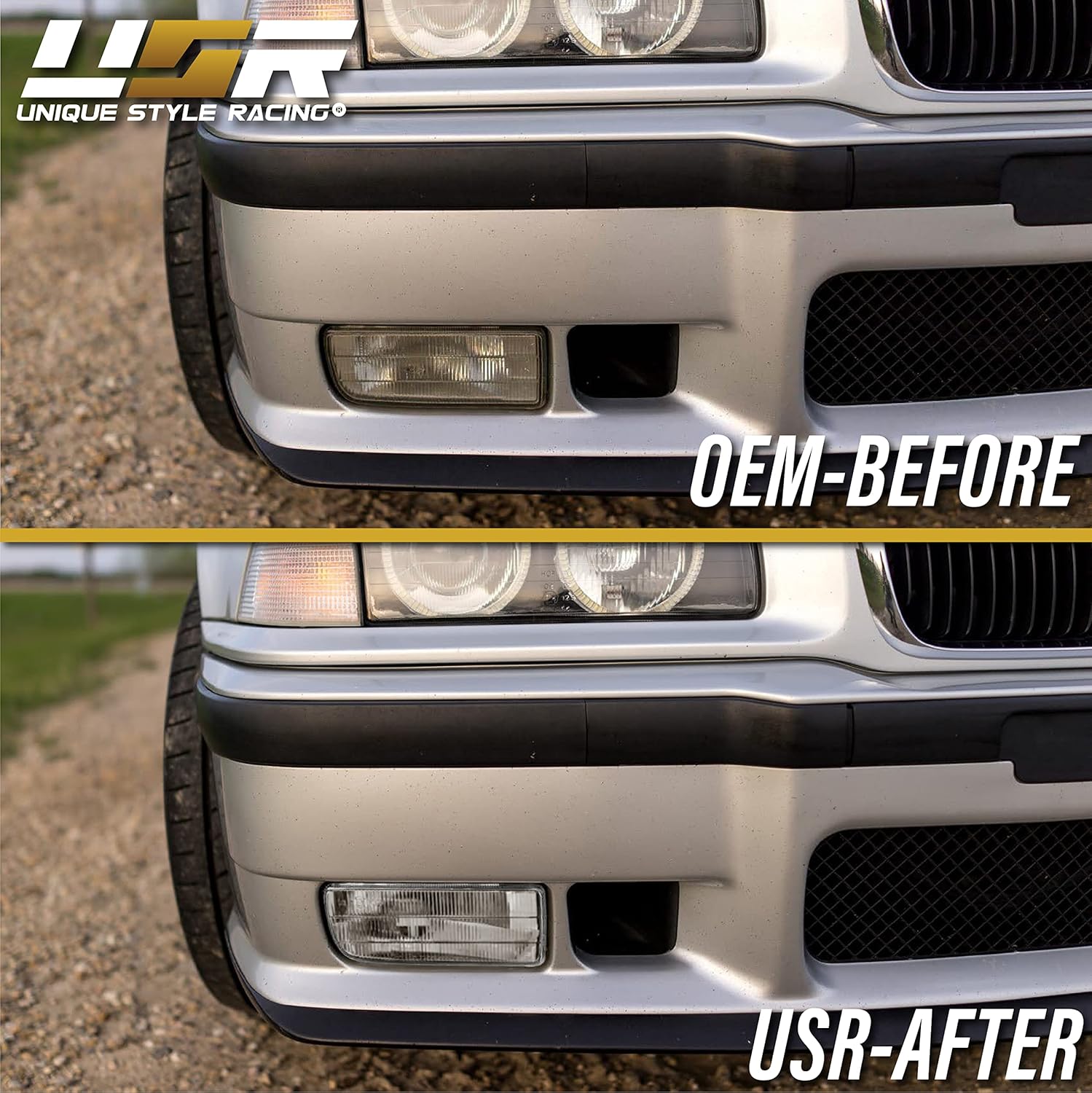 DEPO E36 Fog Lights - Stock Replacement Front Bumper Fog Lamps Assemblies Compatible with 1992-1999 BMW E36 3 Series 2D Coupe/Convertible/Hatchback/ 4D Sedan including M3 (Left + Right, w/ H1 Bulbs)