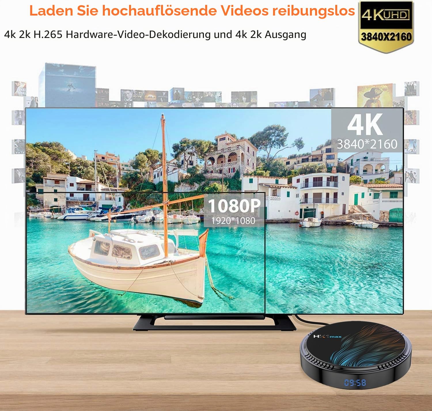 HK1 MAX TV Box Android 10.0 TV Box 2GB RAM 16GB ROM 2.4G/5G Dual WiFi H.265 Decoding HD 4K Set Top Box