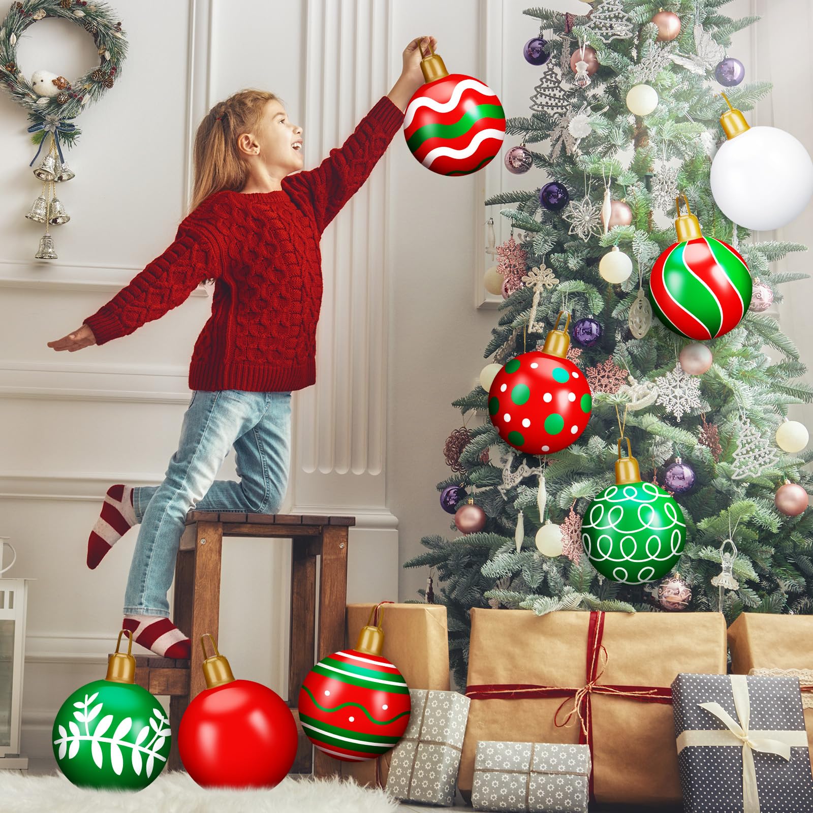 Christmas Outdoor Decorations 16 Pieces Large Inflatable Christmas Balls Outdoor  Christmas Decorations 9 Inch Xmas Tree Hanging Ornament For Front Door Yard  Indoor Festive Party Decor (Assorted Christmas Yard Decorations, image size:1600x1600