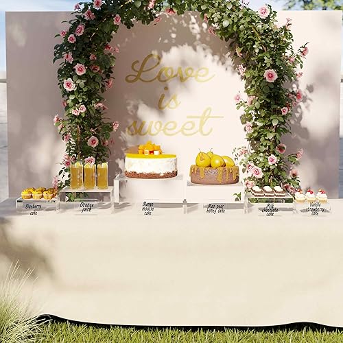 Miniatura 11 de Elevadores de buffet con mini letreros, elevadores de alimentos para mesa de bufé, soporte de exhibición para catering postre, cajas de cubo