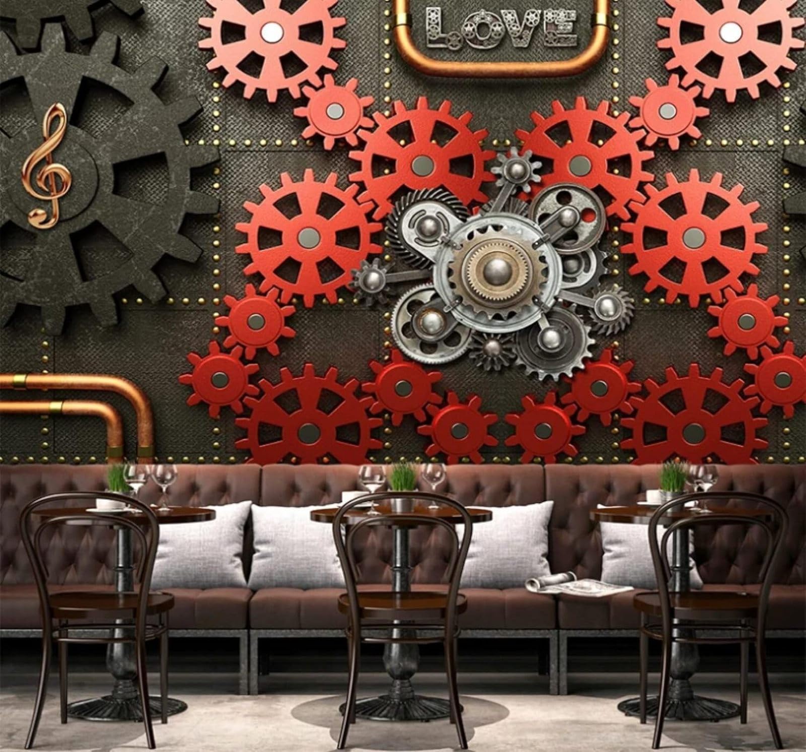 XLMING Retro Nostalgic Embossed Metal Gears Industrial Style 3D Wallpaper Luxury Home Dining Decor Paste Sofa Living Room The Wall for Bedroom Mural-430cm×300cm