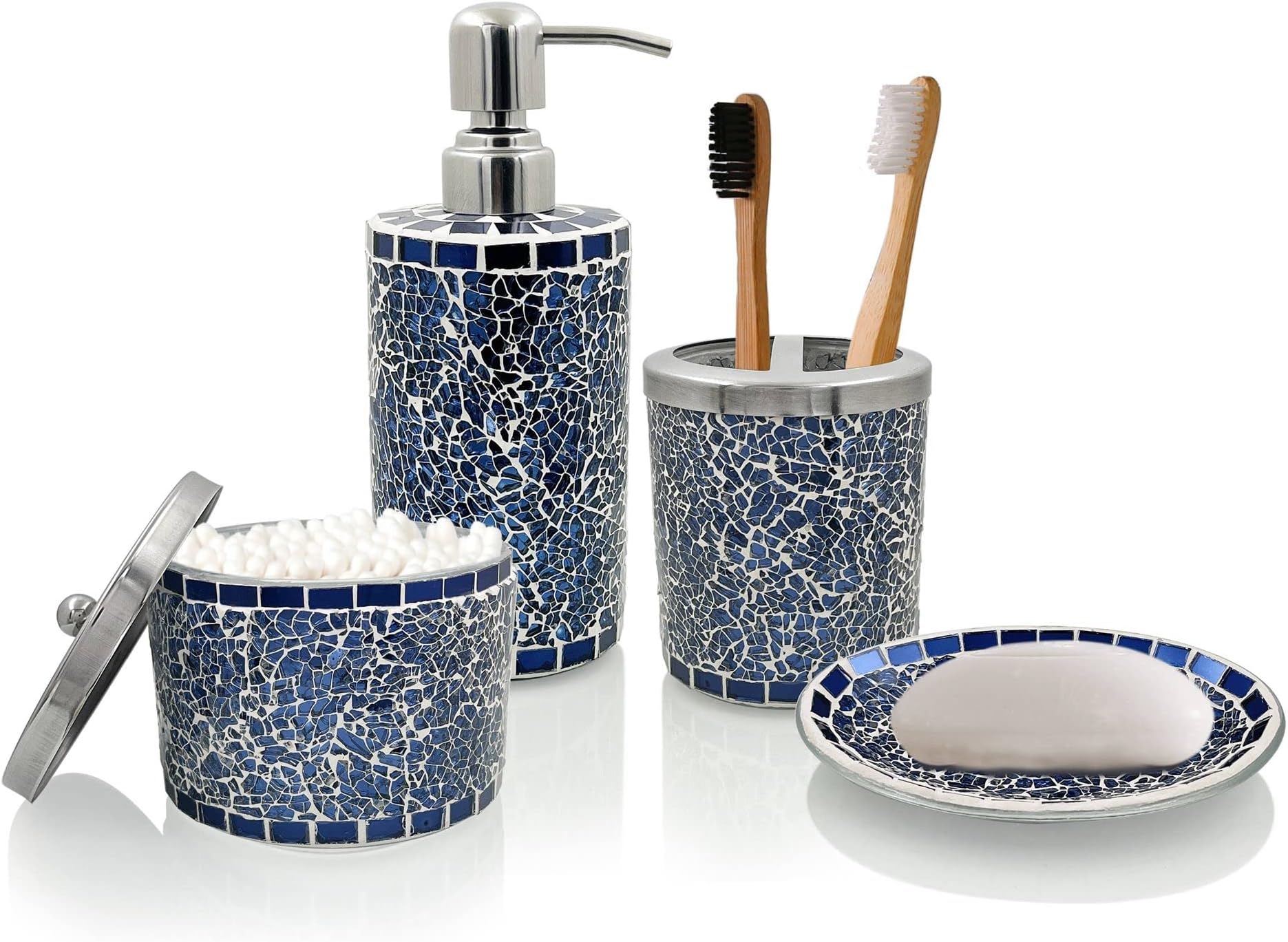 Amazon.com: LushAccents Bathroom Accessories Set, 4-Piece Decorative ...