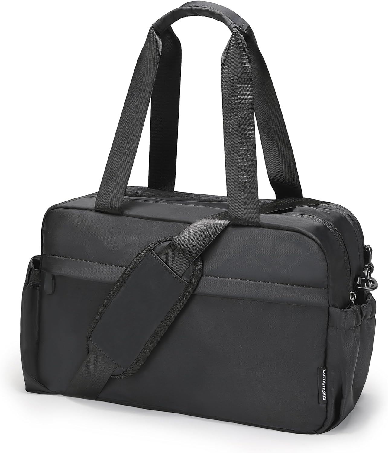 Expandable Duffle Bag for Travel, Carry On Luggage & Gym Bag for Women & Men, Small Personal Item Travel Bag, Overnight Weekender & Tote for Airplane Essentials (Black)