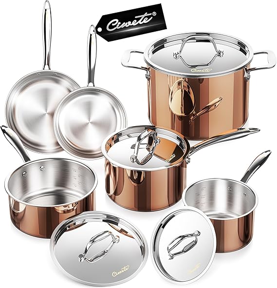 Whole Tri-ply 18/10 Stainless Steel Pot and Pan Set