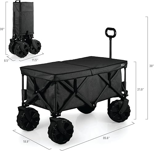 Miniatura 4 de PICNIC TIME Disney Mickey Mouse Adventure Wagon Elite - Carro de playa todo terreno con tapa superior de mesa y forro suave para enfriar, carro