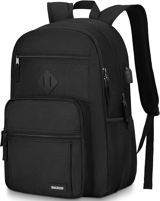Black Backpack for Men and Women, Backpack for School Teens Boys and Girls, Lightweight Casual High School Bookbag