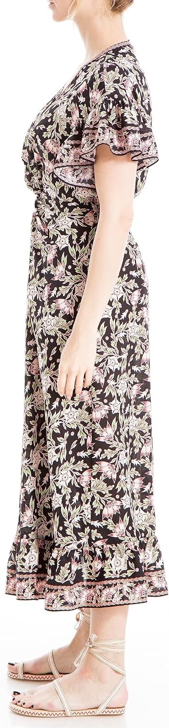 Max Studio Womens Flutter Sleeve Front Twist Midi Dress - Image 4