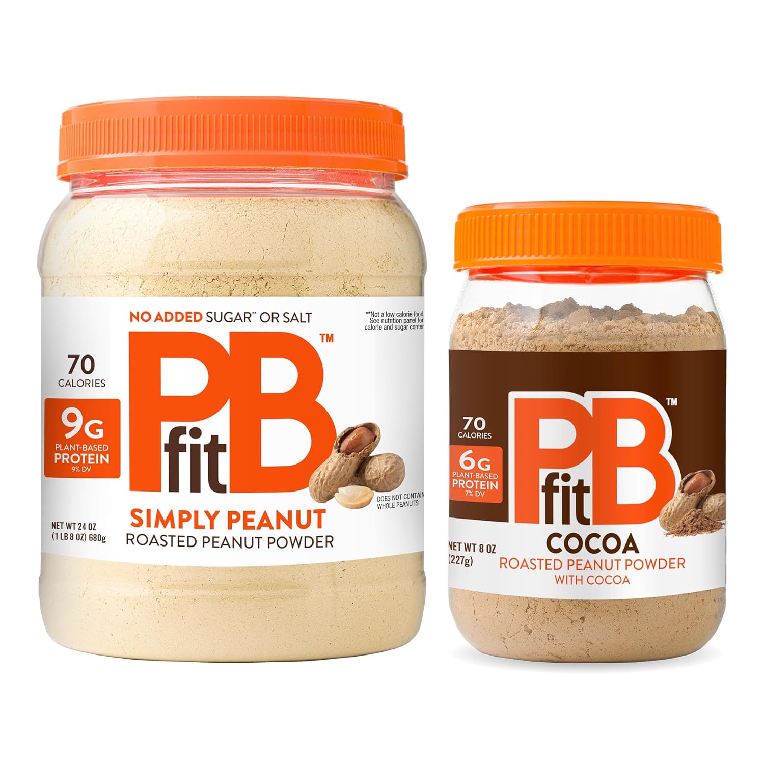 Pack de 2 PBfit Crema de Maní en Polvo Chocolate 8 oz y Natural 24 oz