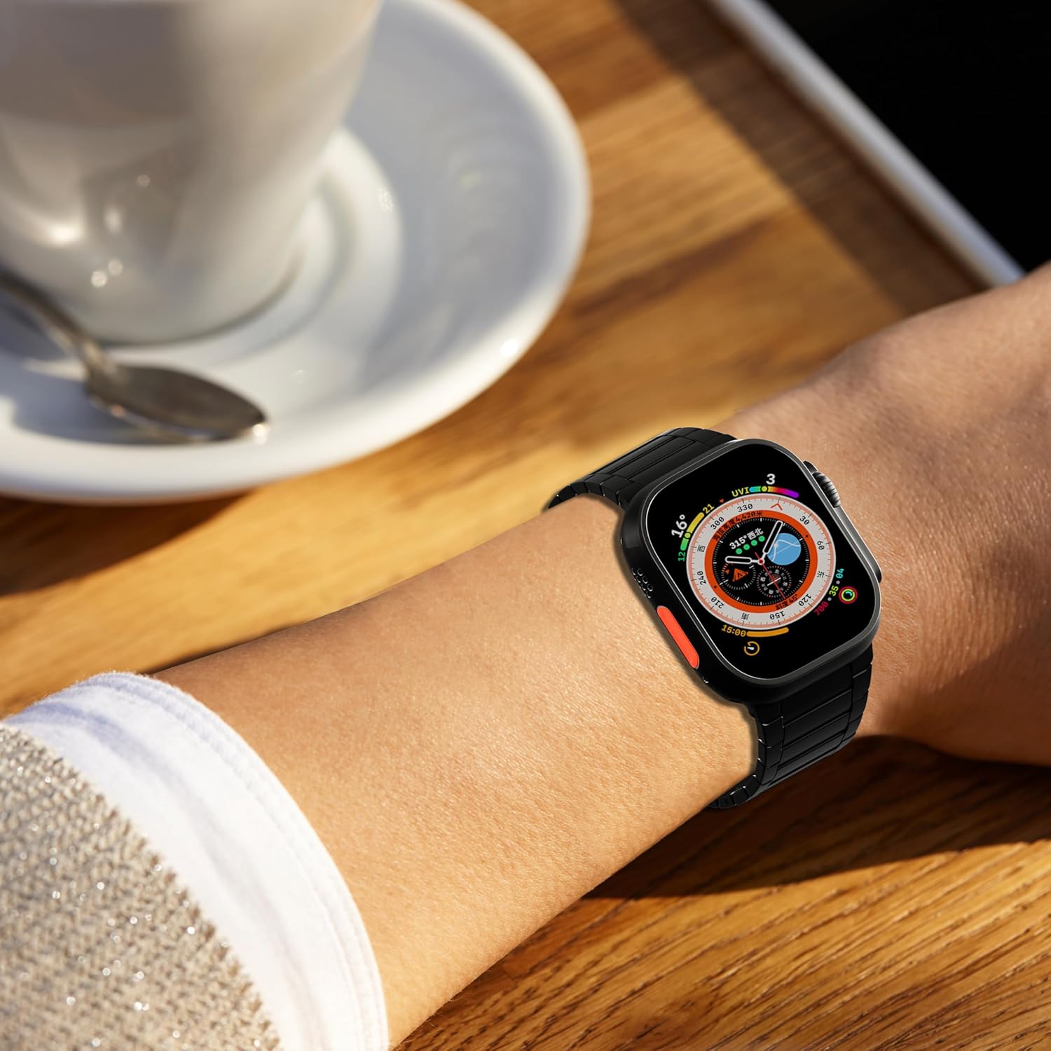 HeiKe Titanium Band for Apple Watch Ultra 3/2/1 Band 49mm 46mm 45mm 44mm 42mm 41mm 40mm 38mm for Men Women,Adjustable Metal Strap for iWatch SE Series 11 10 9 8 7 6 5 4 3 2 1 with Folding Clasp