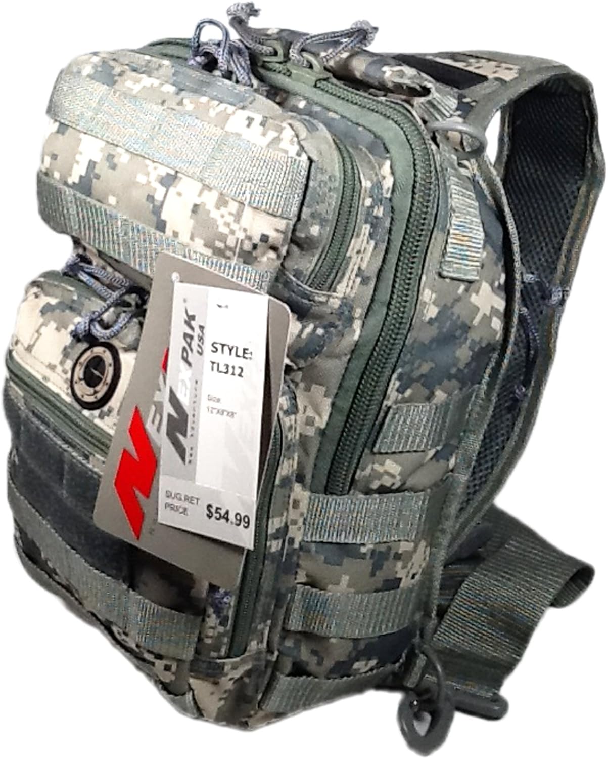 12" 800cu. in. Tactical Sling Shoulder Hiking Backpack TL312 DM DIGITAL CAMOUFLAGE