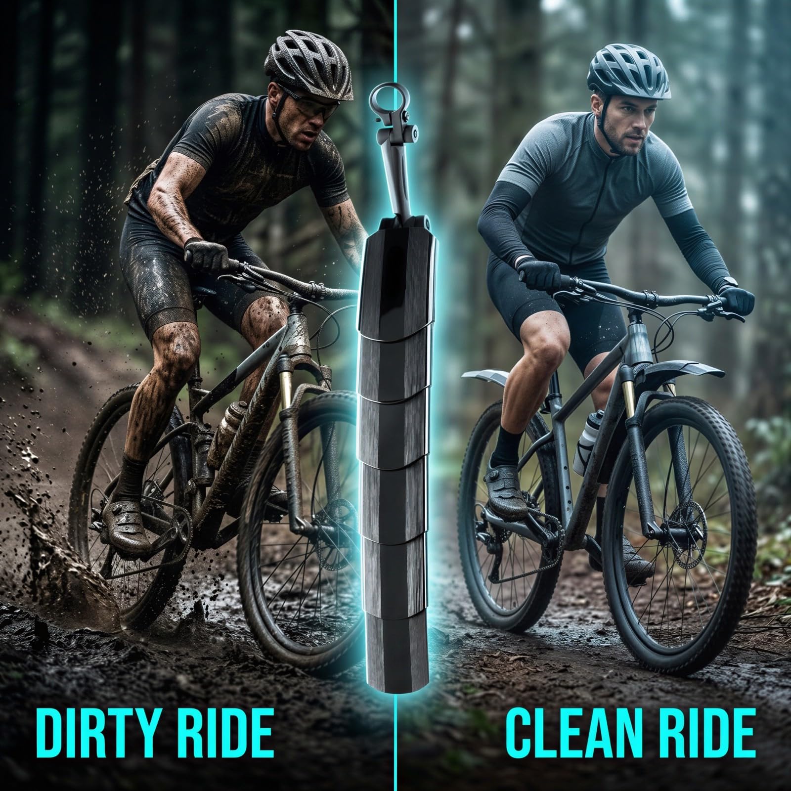 Fahrradschutzblech Set, verstellbare Schutzbleche mit ausziehbarem Klappdesign, verbreiterter Spritzschutz vorn und hinten für Mountainbikes mit 16 20 26 Zoll, inklusive Werkzeug und Anleitung