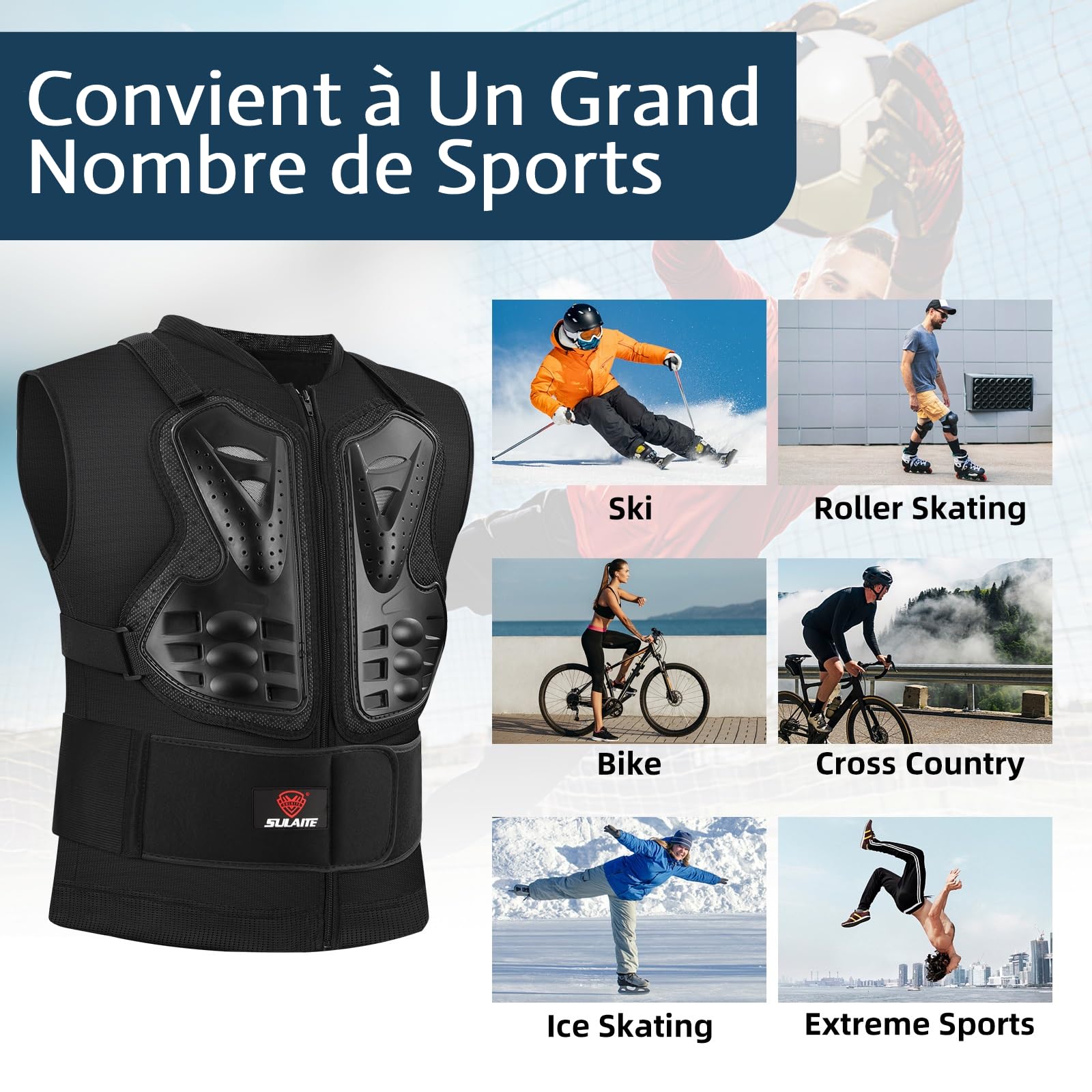 Armure Moto Vélo Dorsale Moto Homme Femme Plastron VTT Pare Pierre Moto Cross Protection Equipement pour Cyclisme Sports Extérieur