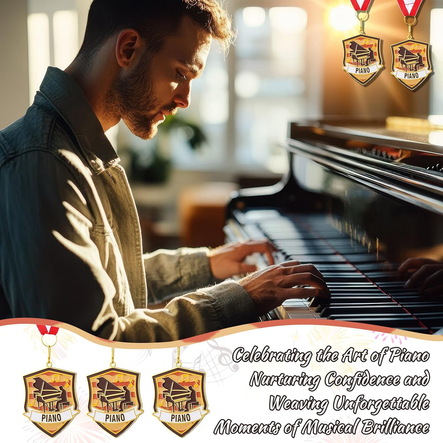 12 Pcs Award Medals with Neck Ribbons 2.4 Inch Winner Medals Bulk Metal Award Prizes for Talent Shows Academic Competitions Tournaments Team Events
