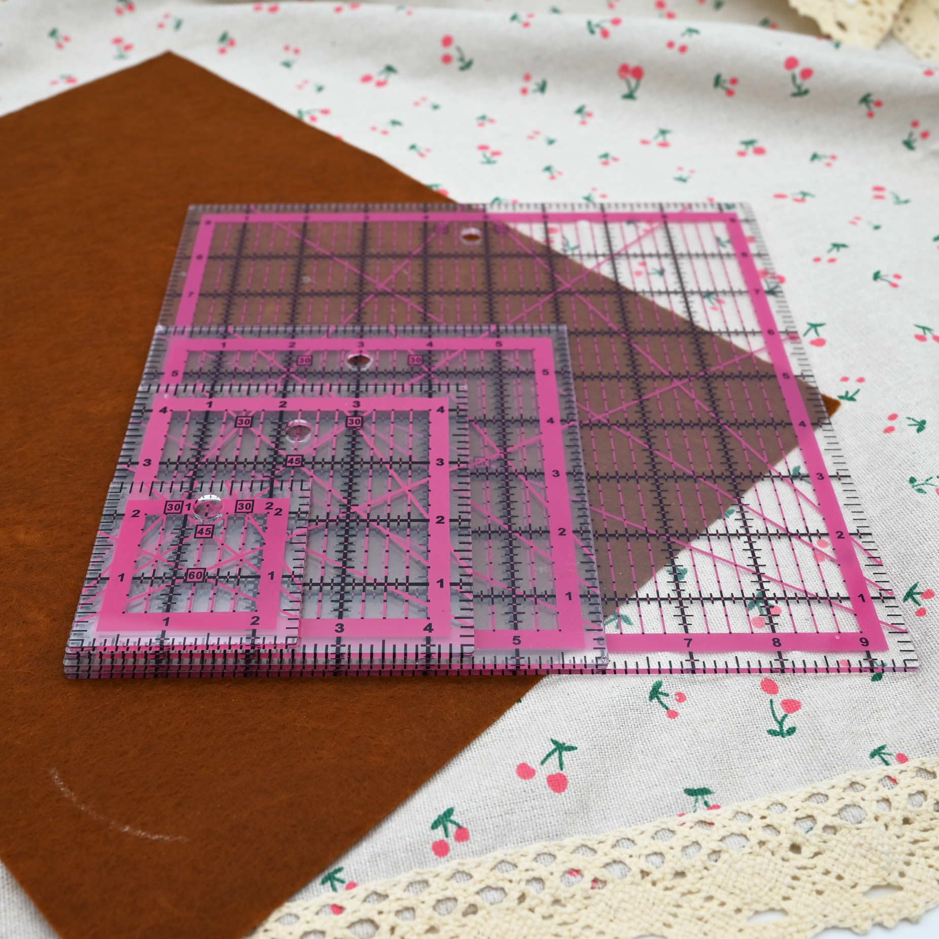 Quilting Rulers, Sewing Rulers, 4 Piece Quilting Square Templates(9.5"X9.5",6"X6",4.5"X4.5",2.5"X2.5")