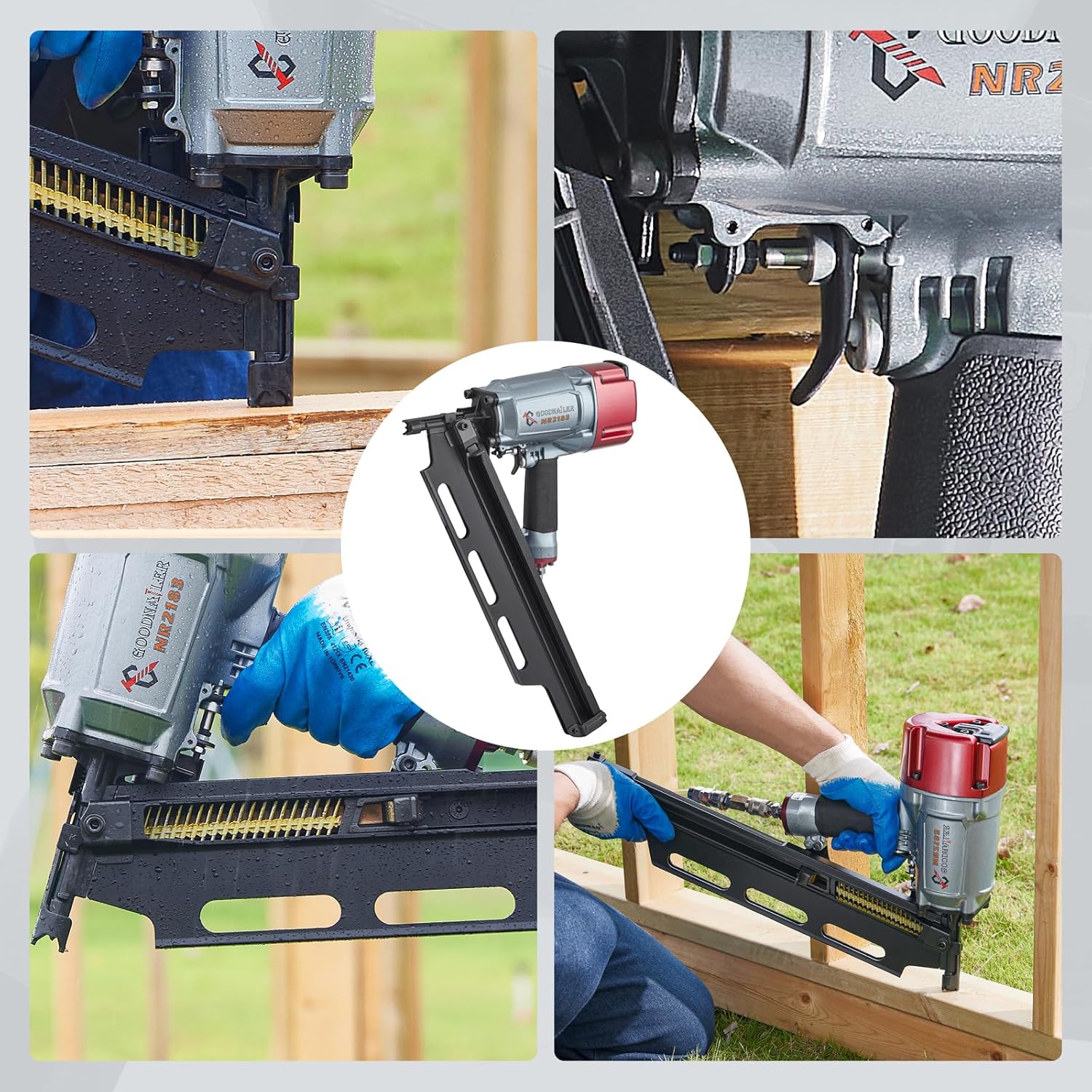 NR2183 Framing nailer 21 Degree Plastic Strip Nailer 2-Inch up to 3-1/4-Inch Plastic Collated Full Head Framing Nails Aluminum Magazine Light Weight Fast Speed