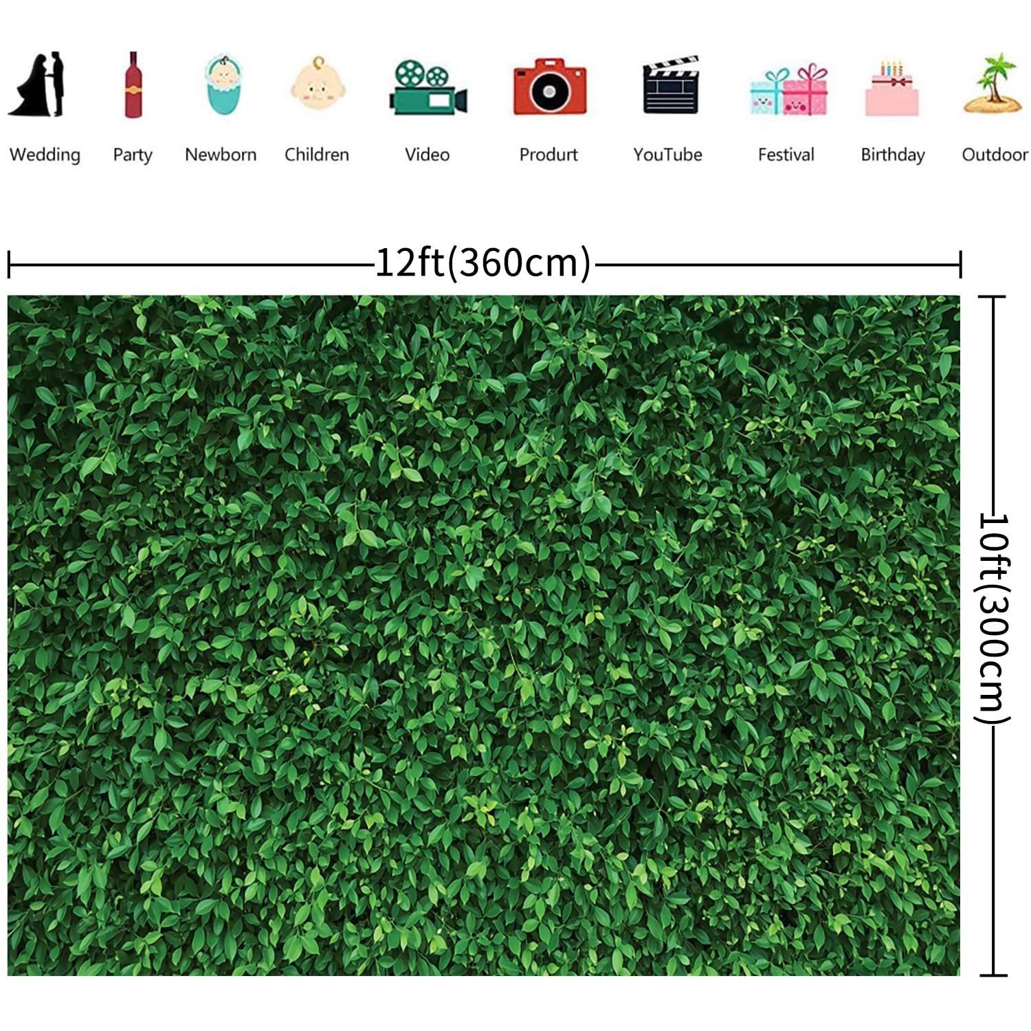 3.6x3m Foto Hintergrund Grüne Blätter Natur Grünes Gras Wand Fotografie Hintergrund Neugeborenes Baby Shower Hochzeit Geburtstag Party Dekorationen Banner Fotowand Fotobox Fotostudio Requisiten
