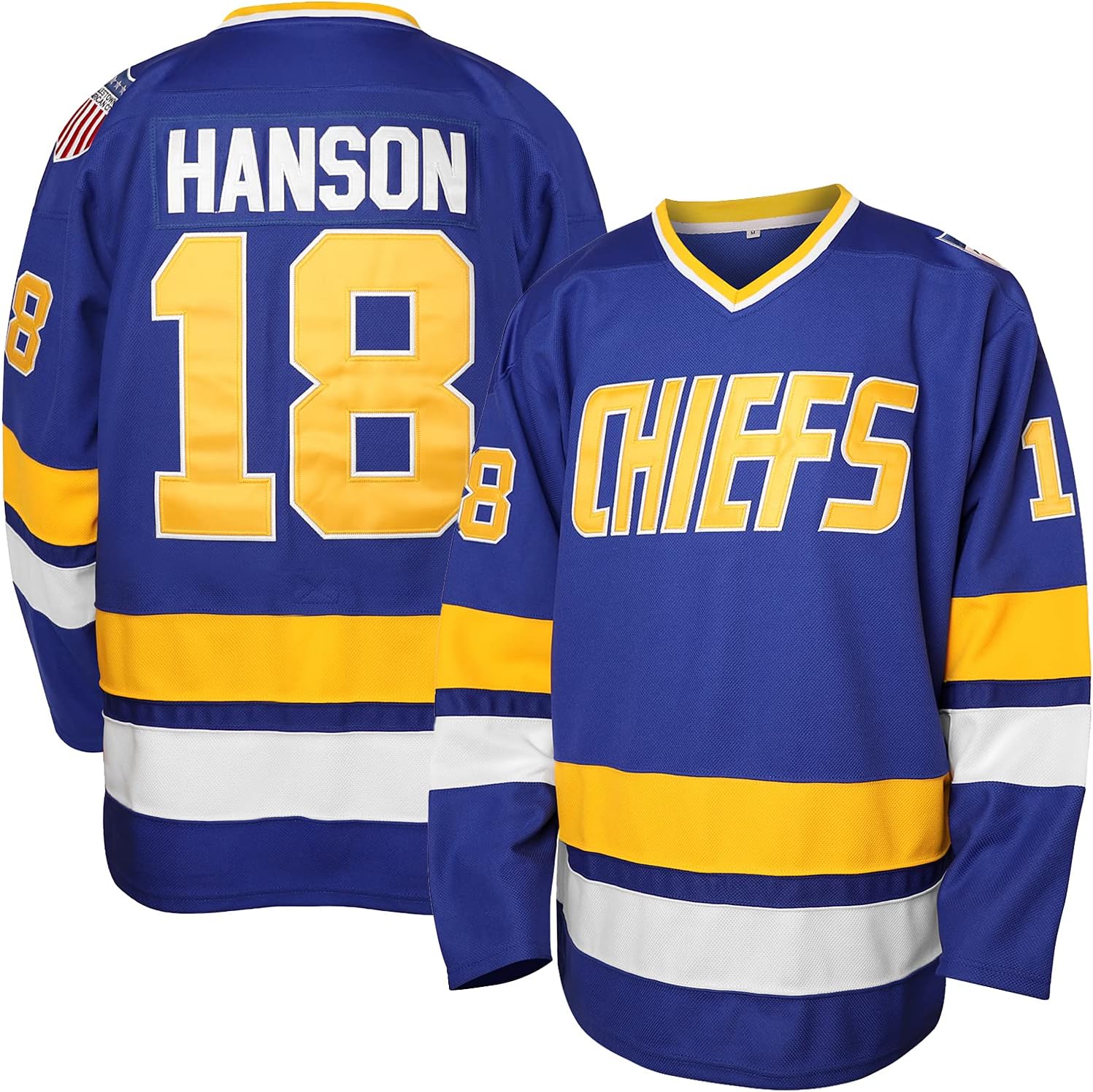 vinking Hanson Brothers Jersey, Charlestown Chiefs 16,17,18 Slap Shot Ice Hockey Movie Jersey
