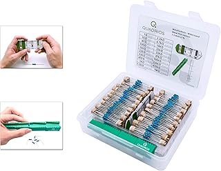 QUADRIOS GmbH Widerstands Sortiment Set Box Metallschicht-Widerstände bedrahtet 1Ohm - 1M Ohm Sortimentskasten 20 Standard...