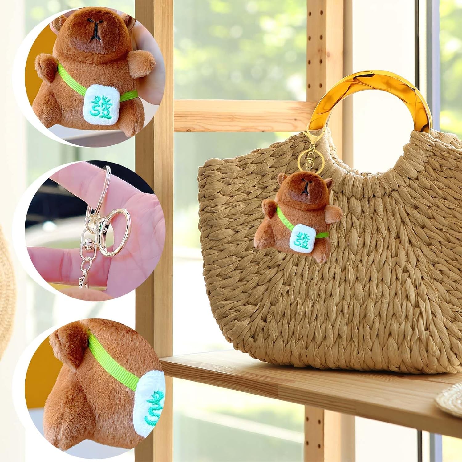 Condition photo showing New/Like New for capybara plush keychains - lucky charm fortune decor, animal keyring for purse, handbag, men women hanging ornament (red fortune)