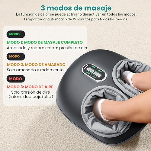 Miniatura 3 de Nekteck - Masajeador de pies Shiatsu con calor relajante, terapia de amasamiento profundo, compresión de aire, alivia el dolor de pies y mejora