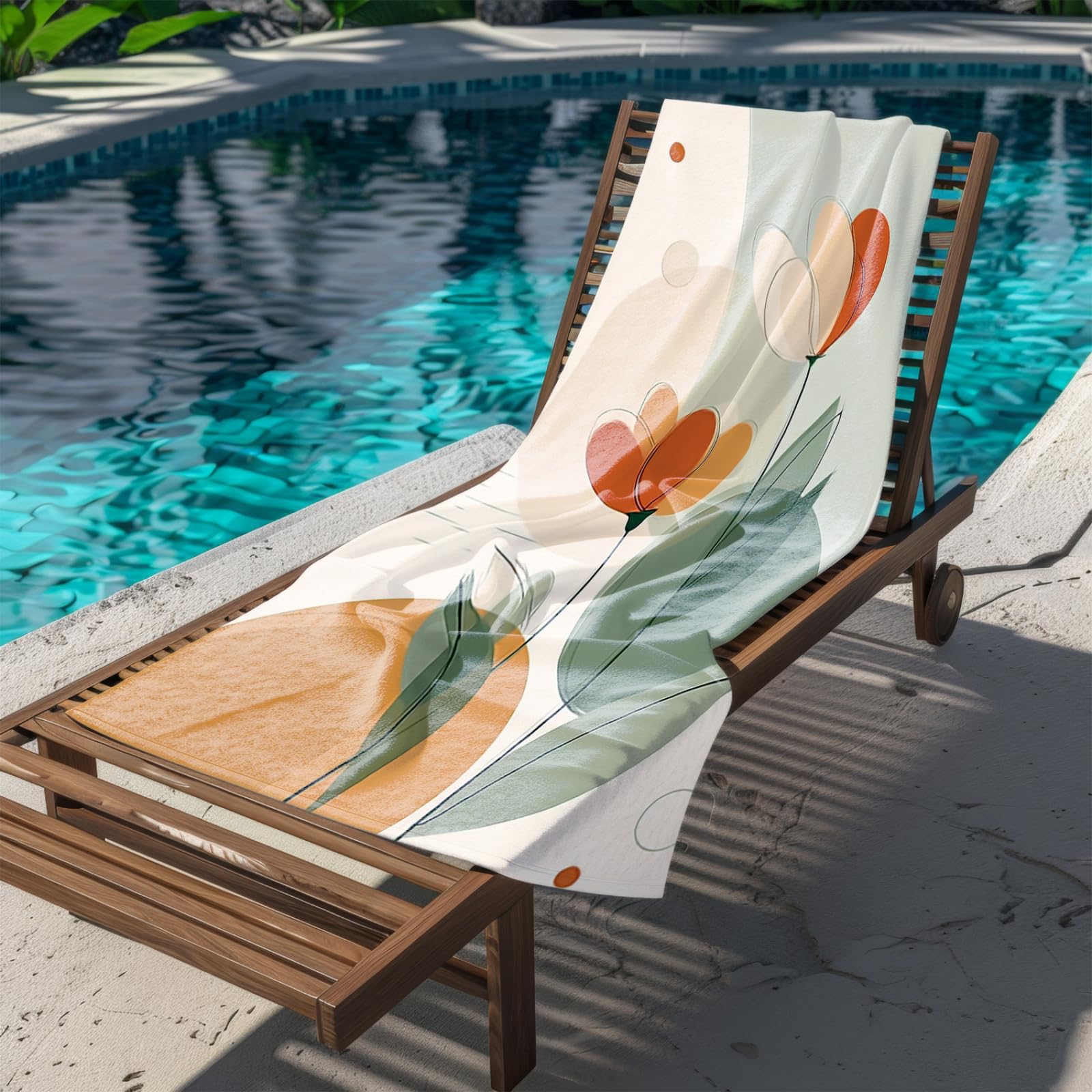 Générique Serviette Microfibre Plage Cercle Orange Vert Clair